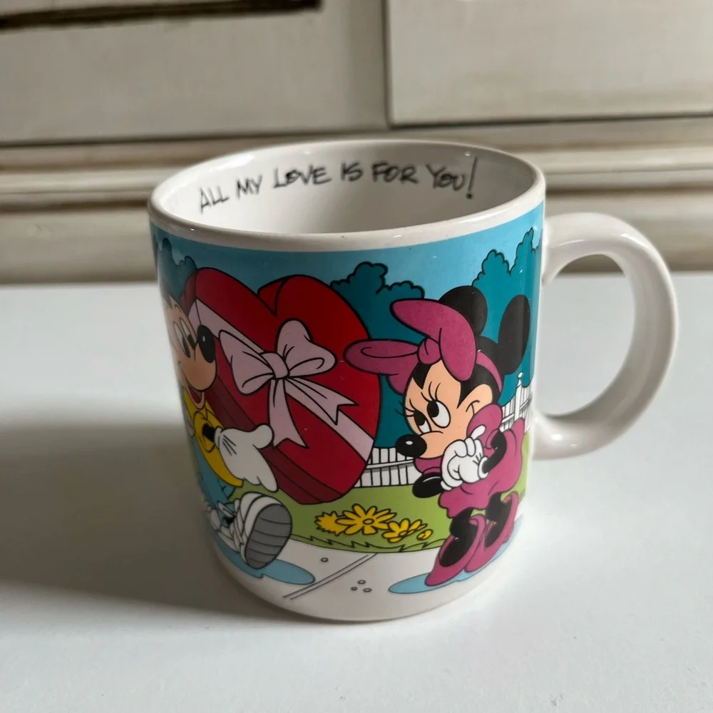 Vintage Applause Walt Disney Mugs Coffee Cup Mickey Minnie All my Love Cartoon